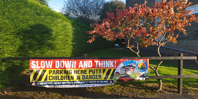 Please Drive Slowly Children Crossing banner